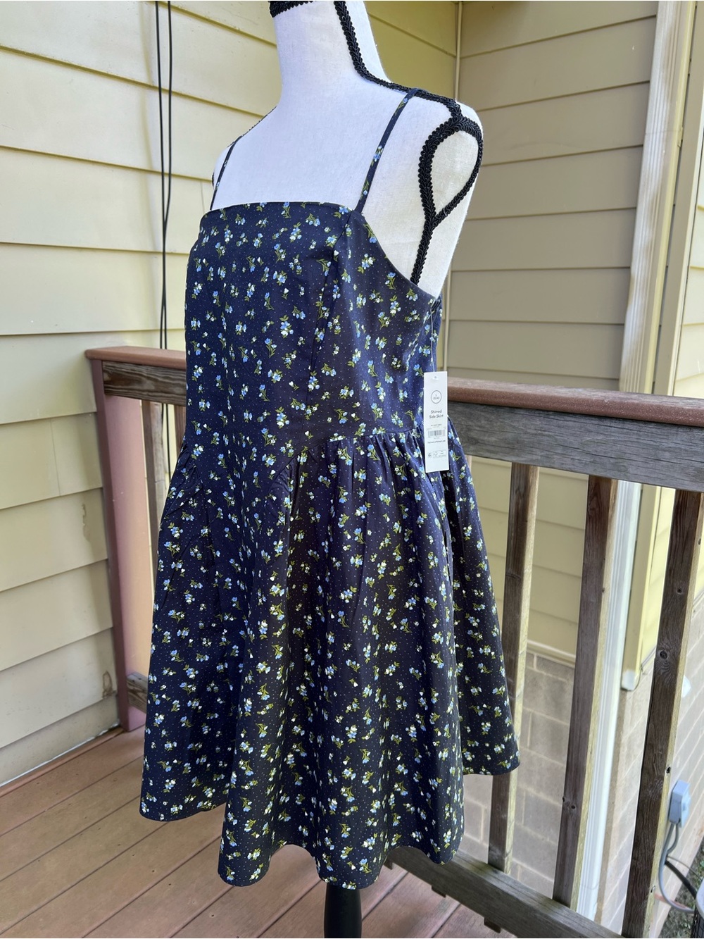NWT No Boundaries Navy Blue Floral Corset Sundress Size L (12-14)